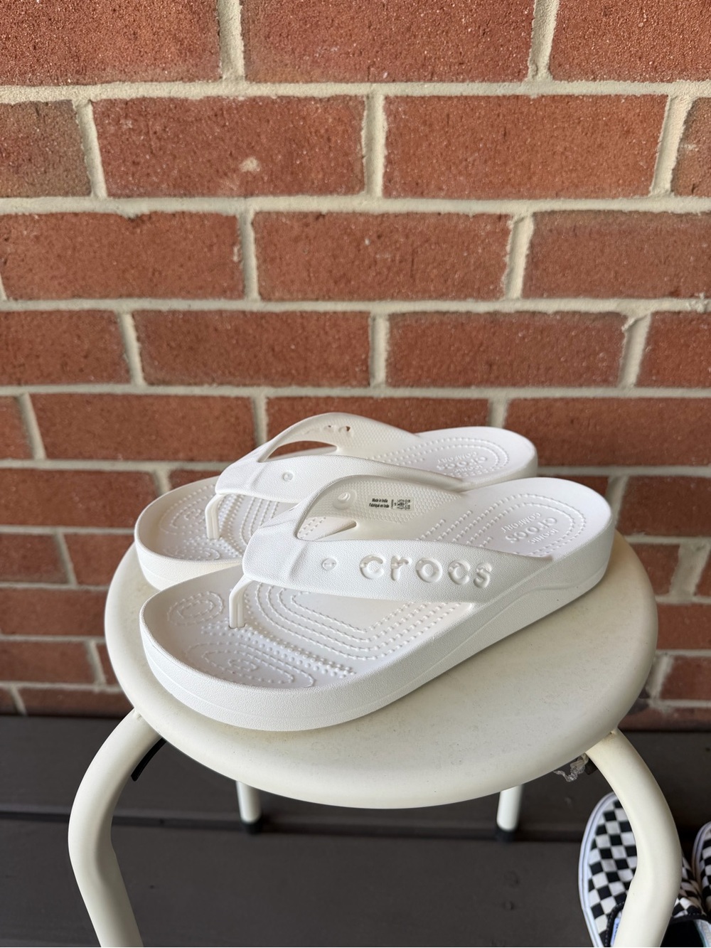 CROCS White Platform Flip Flops